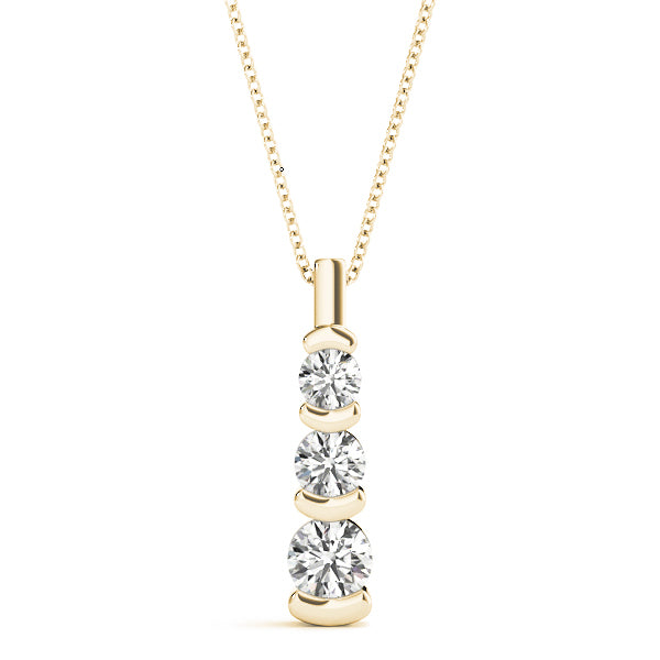 14K Yellow Gold 1 ct tw Three Stone Diamond Pendant