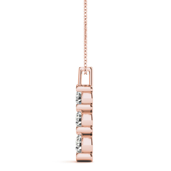 18K Rose Gold 1 ct tw Three Stone Diamond Pendant