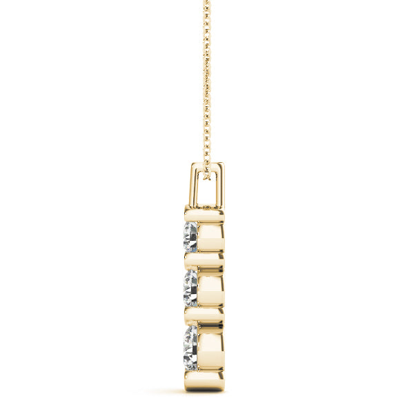14K Yellow Gold 1 ct tw Three Stone Diamond Pendant