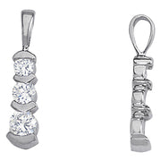 14K White Gold 1 ct tw Three Stone Diamond Pendant