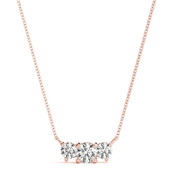 14K Rose Gold 7/8 ct tw Three Stone Diamond Pendant