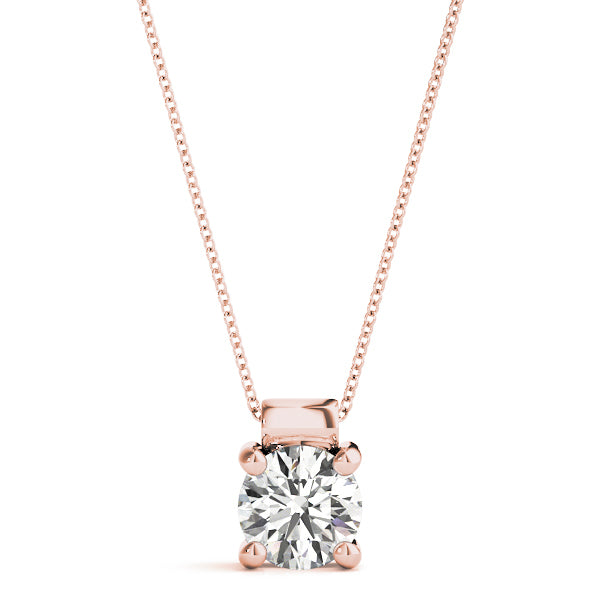 18K Rose Gold 1 ct tw Solitaire Diamond Pendant