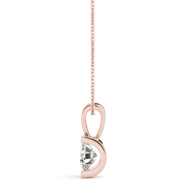 18K Rose Gold 1 ct tw Solitaire Diamond Pendant