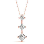 18K Rose Gold 1 ct tw Three Stone Diamond Pendant