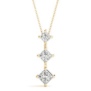 18K Yellow Gold 1 ct tw Three Stone Diamond Pendant