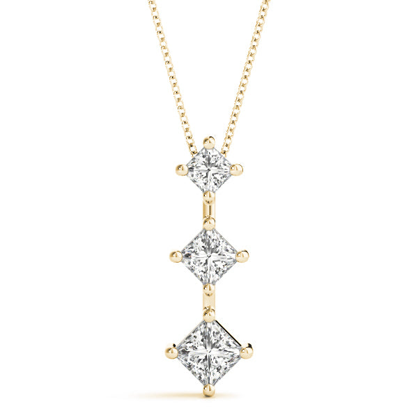 18K Yellow Gold 1 ct tw Three Stone Diamond Pendant