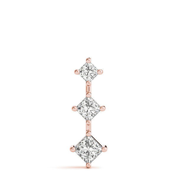 18K Rose Gold 1 ct tw Three Stone Diamond Pendant