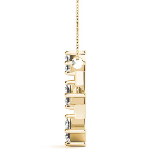 18K Yellow Gold 1 ct tw Three Stone Diamond Pendant