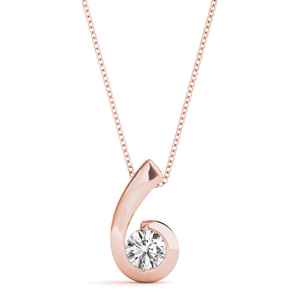 18K Rose Gold 1/2 ct tw Solitaire Diamond Pendant
