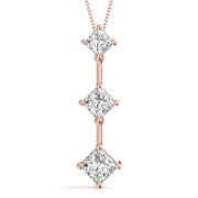 18K Rose Gold 1 ct tw Three Stone Diamond Pendant