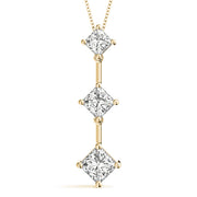 14K Yellow Gold 1 ct tw Three Stone Diamond Pendant