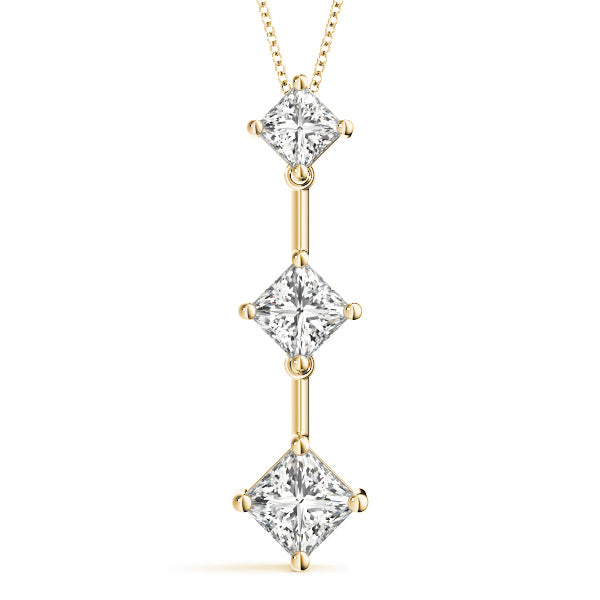 14K Yellow Gold 1 ct tw Three Stone Diamond Pendant