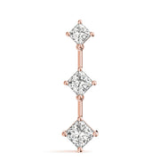 18K Rose Gold 1 ct tw Three Stone Diamond Pendant