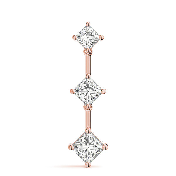 18K Rose Gold 1 ct tw Three Stone Diamond Pendant