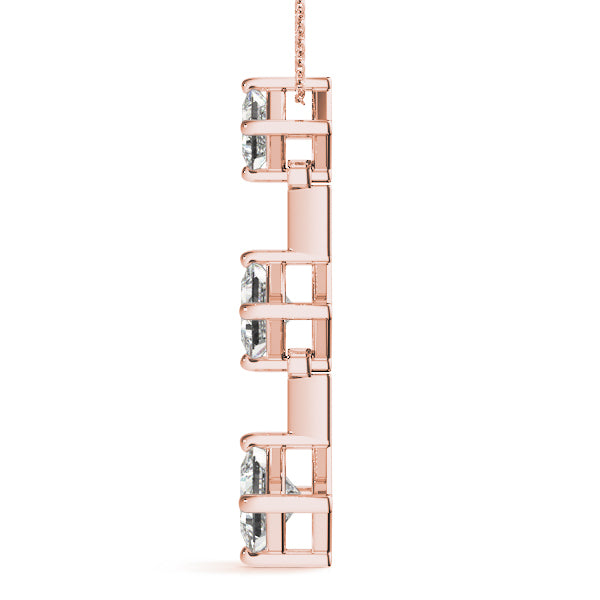 18K Rose Gold 1 ct tw Three Stone Diamond Pendant