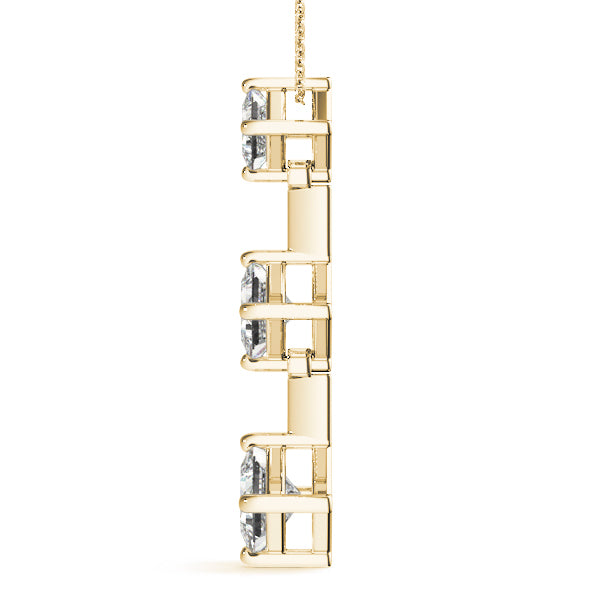 18K Yellow Gold 1 ct tw Three Stone Diamond Pendant