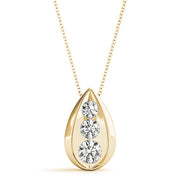 18K Yellow Gold 1 ct tw Three Stone Diamond Pendant