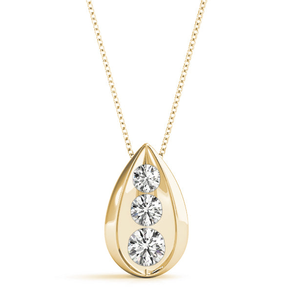 18K Yellow Gold 1 ct tw Three Stone Diamond Pendant