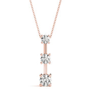 18K Rose Gold 1 ct tw Three Stone Diamond Pendant