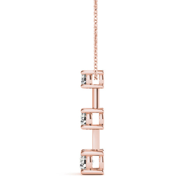 18K Rose Gold 1 ct tw Three Stone Diamond Pendant