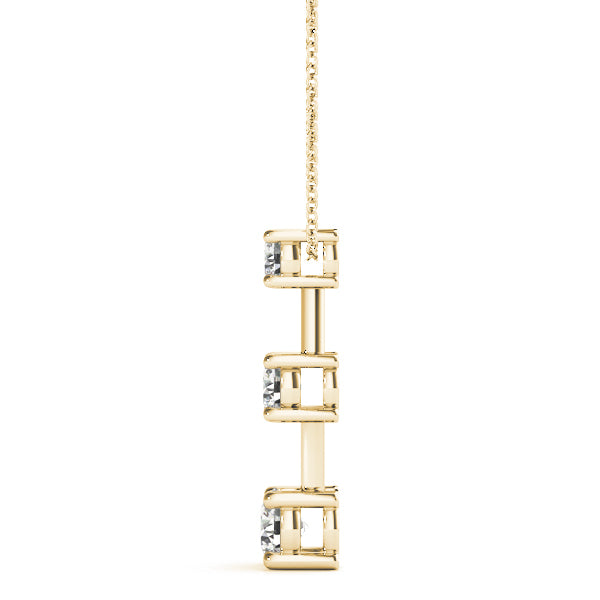 18K Yellow Gold 1 ct tw Three Stone Diamond Pendant