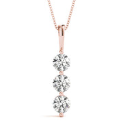 14K Rose Gold 1 ct tw Three Stone Diamond Pendant