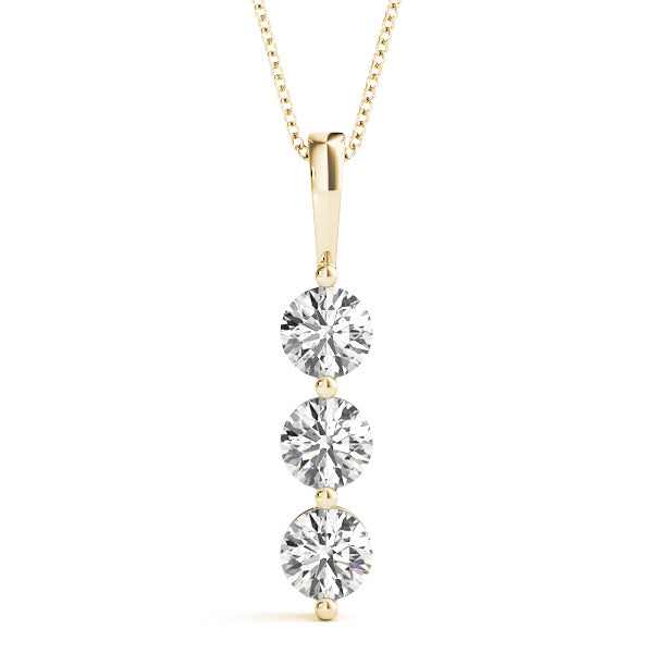 14K Yellow Gold 1 ct tw Three Stone Diamond Pendant