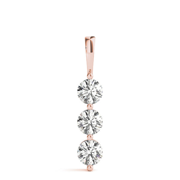14K Rose Gold 1 ct tw Three Stone Diamond Pendant