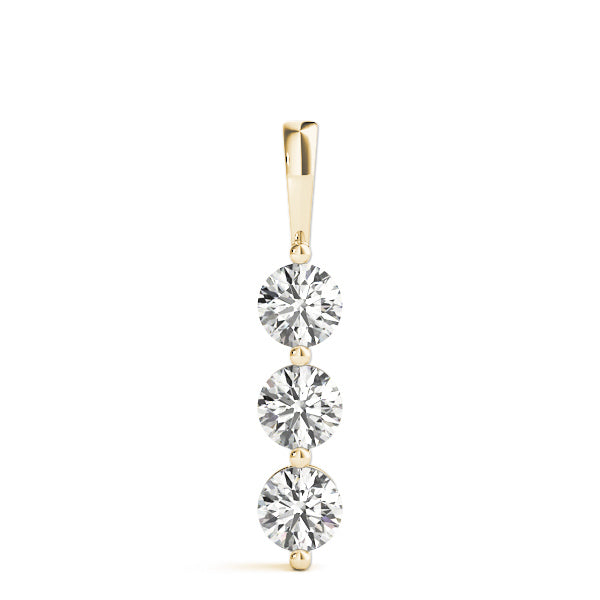 18K Yellow Gold 1 ct tw Three Stone Diamond Pendant