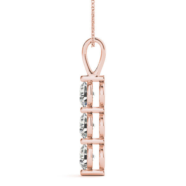 18K Rose Gold 1 ct tw Three Stone Diamond Pendant