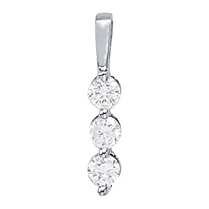 14K White Gold 1 ct tw Three Stone Diamond Pendant
