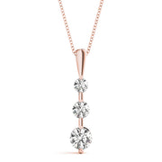 18K Rose Gold 1/2 ct tw Three Stone Diamond Pendant