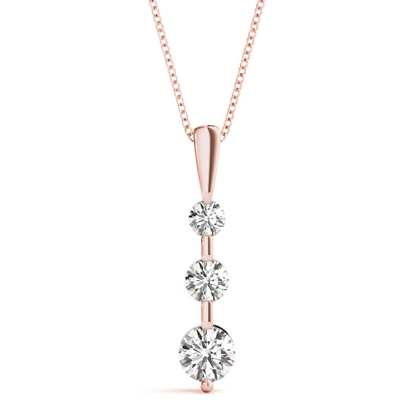 18K Rose Gold 1/2 ct tw Three Stone Diamond Pendant