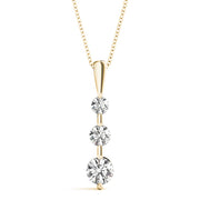 14K Yellow Gold 1/2 ct tw Three Stone Diamond Pendant