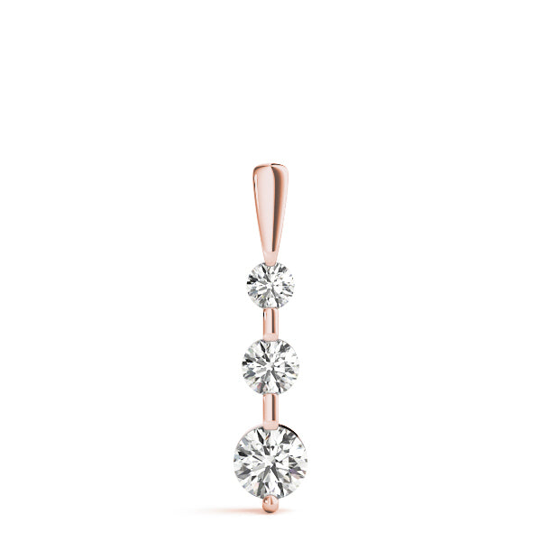 14K Rose Gold 1/2 ct tw Three Stone Diamond Pendant