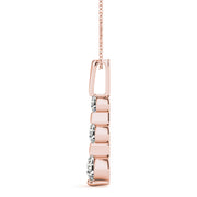 14K Rose Gold 1/2 ct tw Three Stone Diamond Pendant
