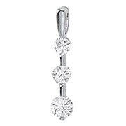 18K White Gold 1/2 ct tw Three Stone Diamond Pendant
