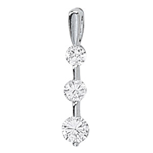 18K White Gold 1/2 ct tw Three Stone Diamond Pendant