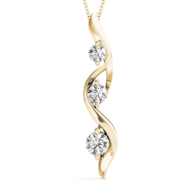 14K Yellow Gold 1/2 ct tw Three Stone Diamond Pendant
