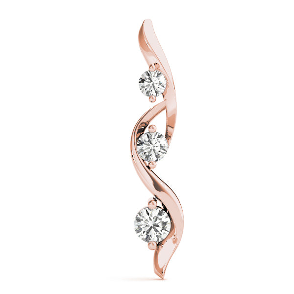 18K Rose Gold 1/2 ct tw Three Stone Diamond Pendant