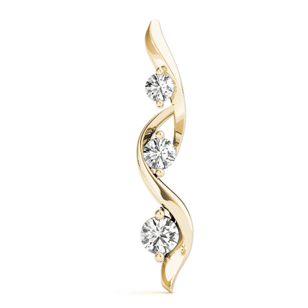 18K Yellow Gold 1/2 ct tw Three Stone Diamond Pendant