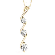 18K Yellow Gold 1/2 ct tw Three Stone Diamond Pendant