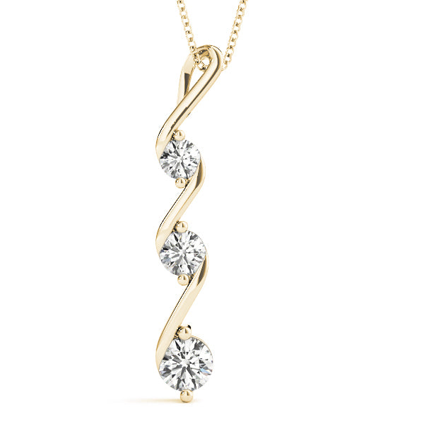 14K Yellow Gold 1/2 ct tw Three Stone Diamond Pendant