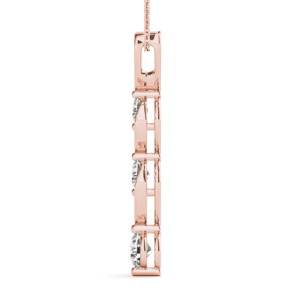 18K Rose Gold 1/2 ct tw Three Stone Diamond Pendant