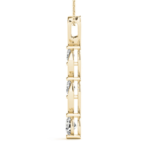 18K Yellow Gold 1/2 ct tw Three Stone Diamond Pendant