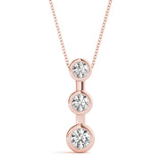 18K Rose Gold 1/2 ct tw Three Stone Diamond Pendant