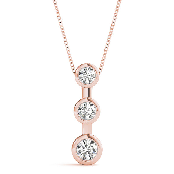 18K Rose Gold 1/2 ct tw Three Stone Diamond Pendant