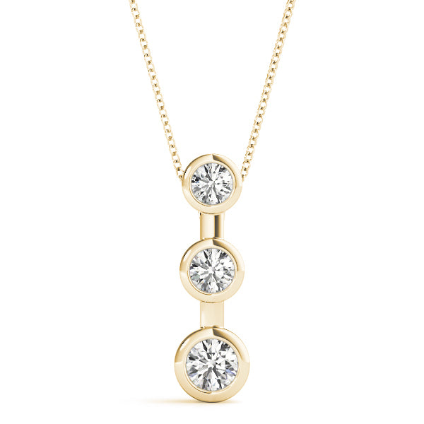 14K Yellow Gold 1/2 ct tw Three Stone Diamond Pendant