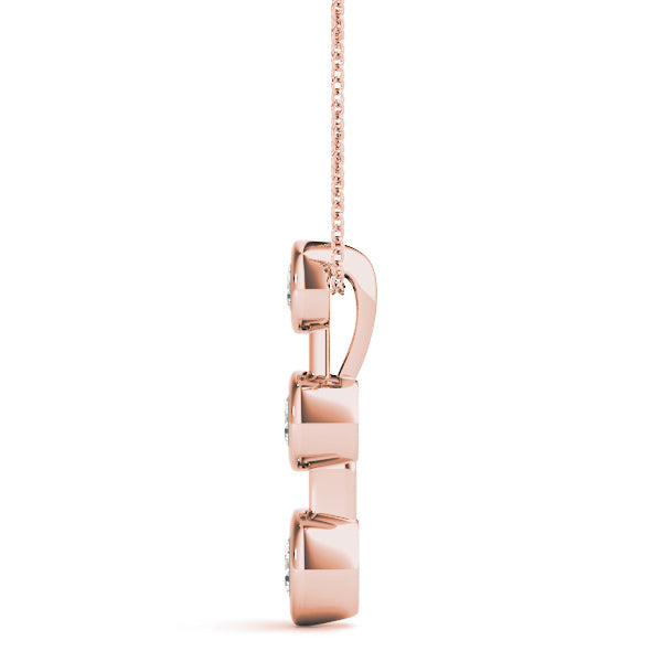 14K Rose Gold 1/2 ct tw Three Stone Diamond Pendant
