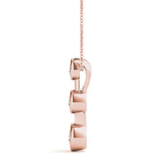 18K Rose Gold 1/2 ct tw Three Stone Diamond Pendant